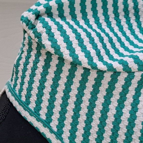 LuLaRoe Amelia Green White Striped Fit & Flare Causal Stretch Pockets Midi Dress - Picture 5 of 12